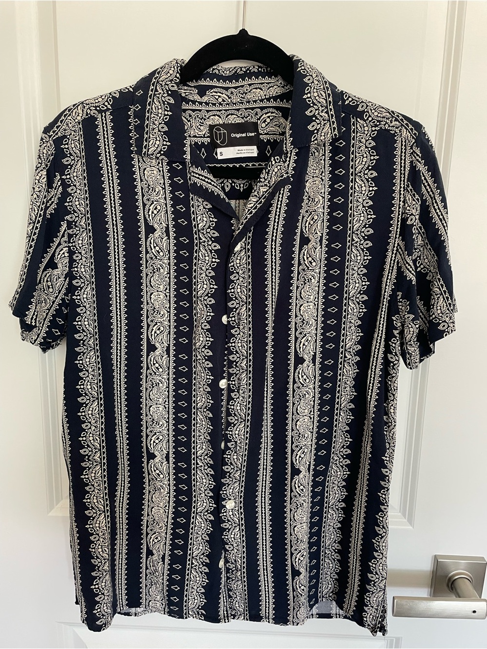Original Use - Navy and White Short-Sleeve Button-Up